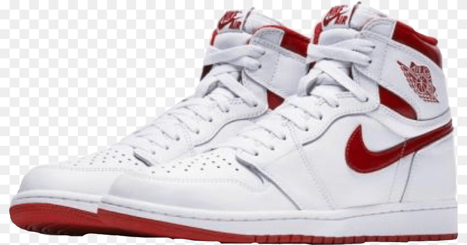 Air Jordan 1 Retro High Og Nike Air Jordan 1 Red And White, Clothing, Footwear, Shoe, Sneaker Free Transparent Png