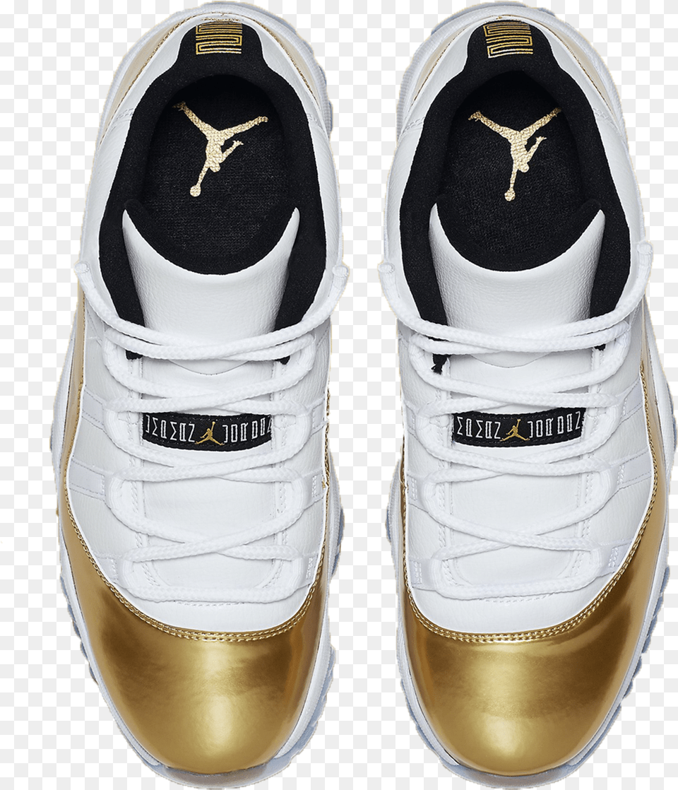 Air Jordan 11 Low Closing Ceremony Low Top 11s Gold, Clothing, Footwear, Shoe, Sneaker Png Image