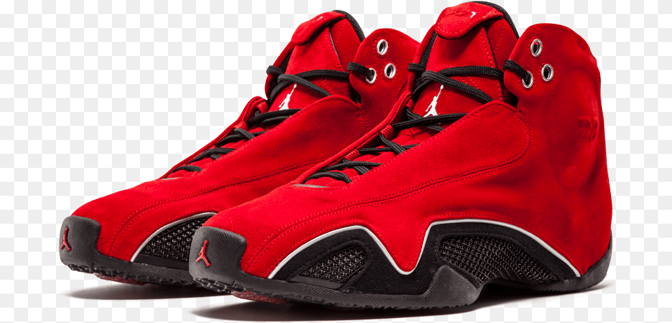 Air Jordan 21 Red Suede Varsity Red Air Jordan, Clothing, Footwear, Shoe, Sneaker Png Image