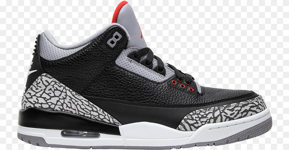 Air Jordan 3 Retro Og Black Cement Jordan 2 Black Cement, Clothing, Footwear, Shoe, Sneaker Free Png