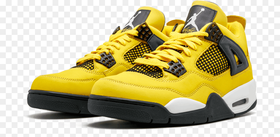 Air Jordan 4 Lightning Release Date Jordan Retro 4 Yellow, Clothing, Footwear, Shoe, Sneaker Png Image