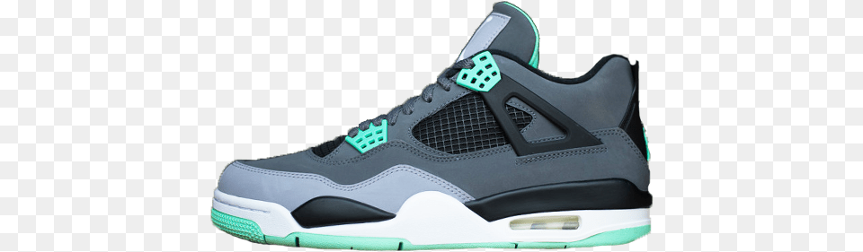 Air Jordan 4 Quotgreen Glowquot Air Jordan 4 Quotgreen Air Jordan Grey And Green, Clothing, Footwear, Shoe, Sneaker Free Png Download