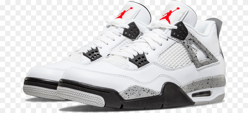 Air Jordan 4 White Cement, Clothing, Footwear, Shoe, Sneaker Png Image