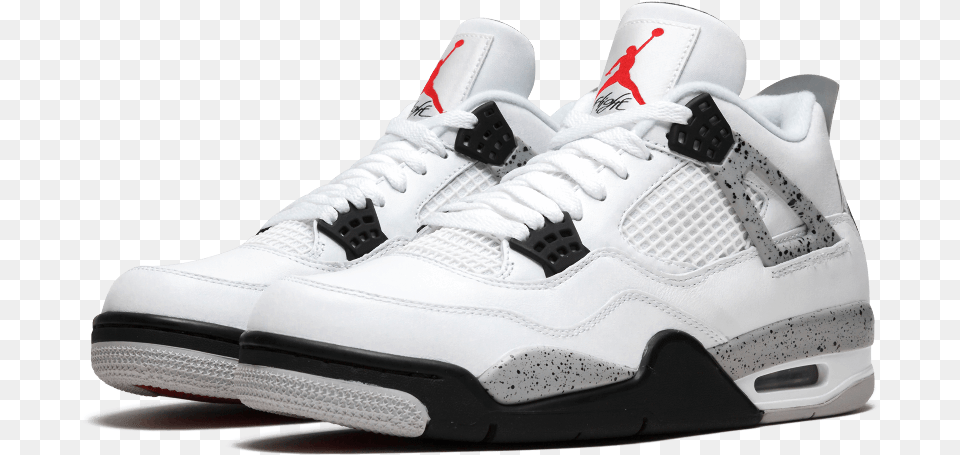 Air Jordan 4 White Cement Jordan 4 Cement, Clothing, Footwear, Shoe, Sneaker Png Image