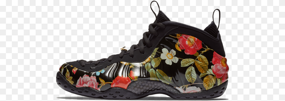 Air Jordan 5 Floral Air Foamposite One Floral, Clothing, Footwear, Shoe, Sneaker Free Transparent Png