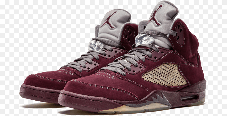 Air Jordan 5 Retro Ls Burgundy, Clothing, Footwear, Shoe, Sneaker Free Png