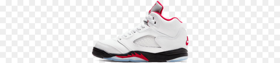 Air Jordan 5 Retro Ps Fire Red Jordan 5 Red And White, Clothing, Footwear, Shoe, Sneaker Free Png Download