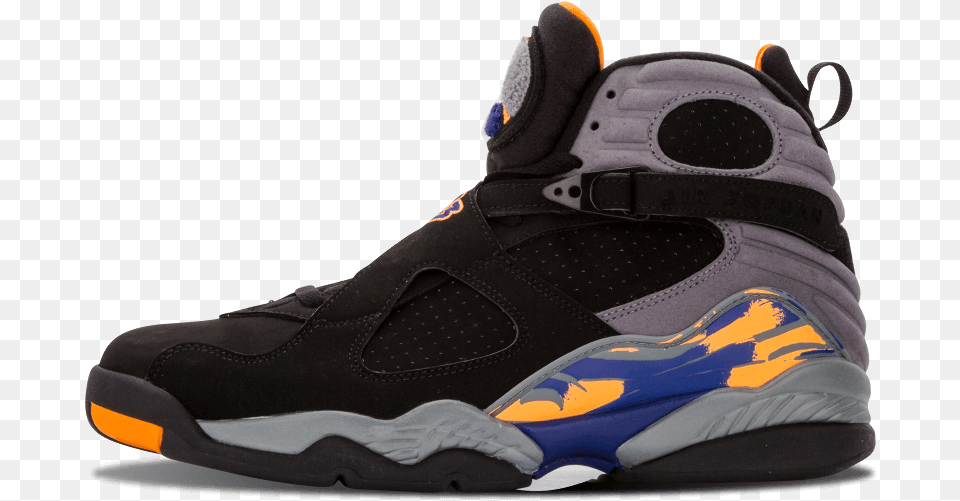 Air Jordan 8 Retro 8 Shoes Black Bright Citrus, Clothing, Footwear, Shoe, Sneaker Free Png Download