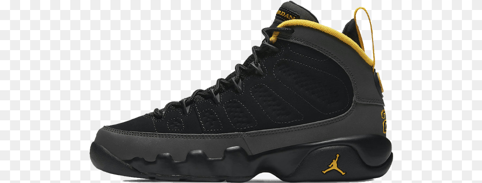 Air Jordan 9 University Gold Sneakers Air Jordan 9 Retro University Gold, Clothing, Footwear, Shoe, Sneaker Png Image