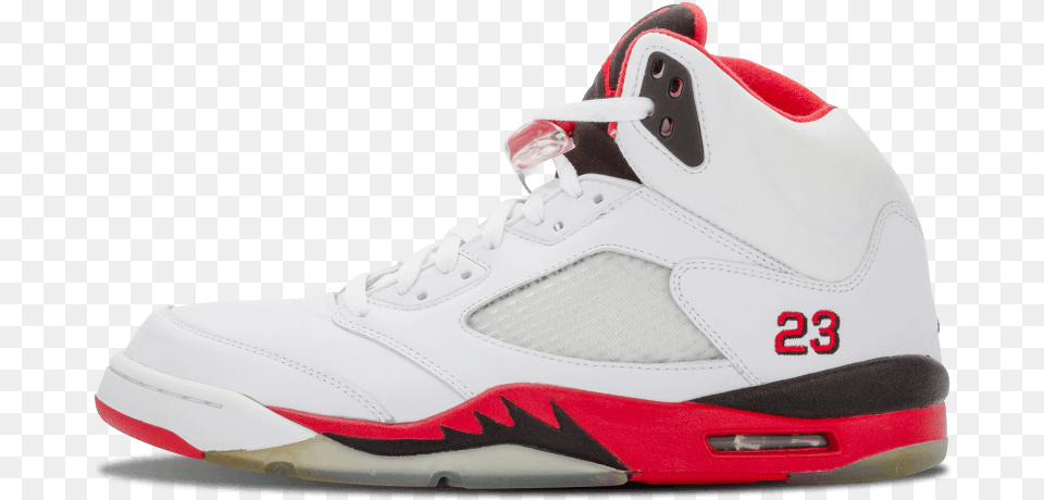 Air Jordans Air Jordan 5 Retro 8 Shoes White Fire Red, Clothing, Footwear, Shoe, Sneaker Png Image