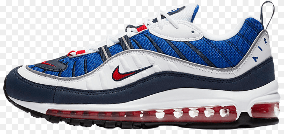 Air Max 98 Red Blue White, Clothing, Footwear, Shoe, Sneaker Free Png Download