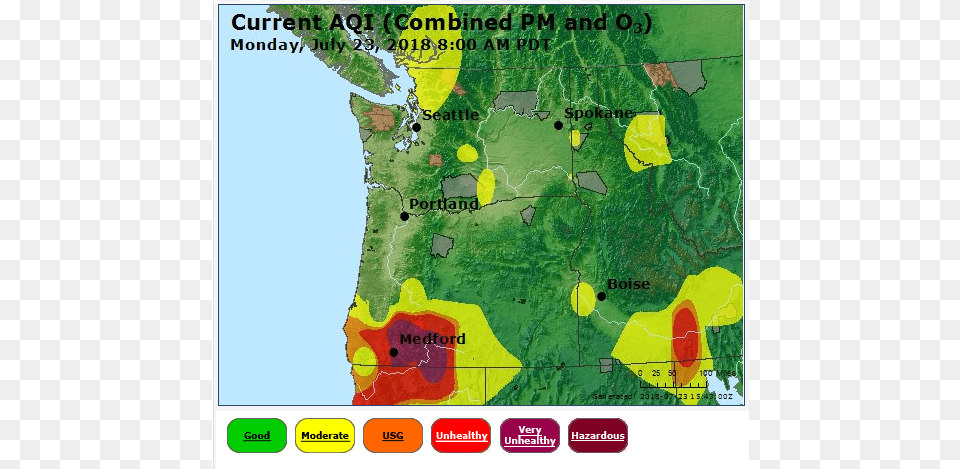 Air Quality Monday Morning Over Oregon Illustration, Chart, Plot, Map, Vegetation Free Transparent Png