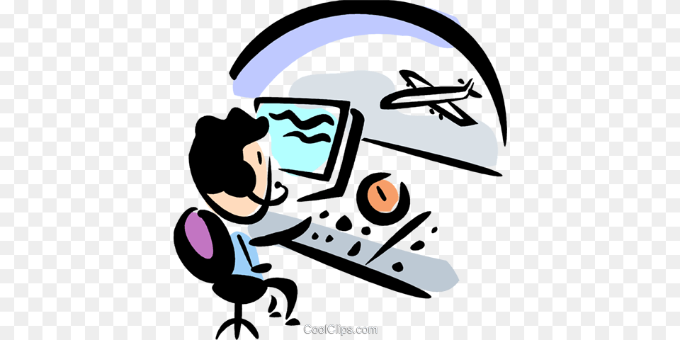 Air Traffic Control Royalty Vector Clip Art Illustration Air Traffic Control Clipart, Aircraft, Transportation, Vehicle, Face Free Png