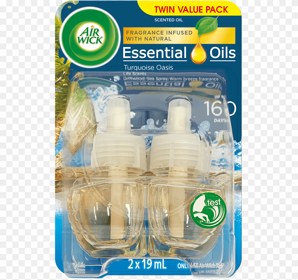 Air Wick Essential Oils Plug In Turquoise Oasis Twin Plastic Bottle, Cosmetics, Perfume Free Transparent Png