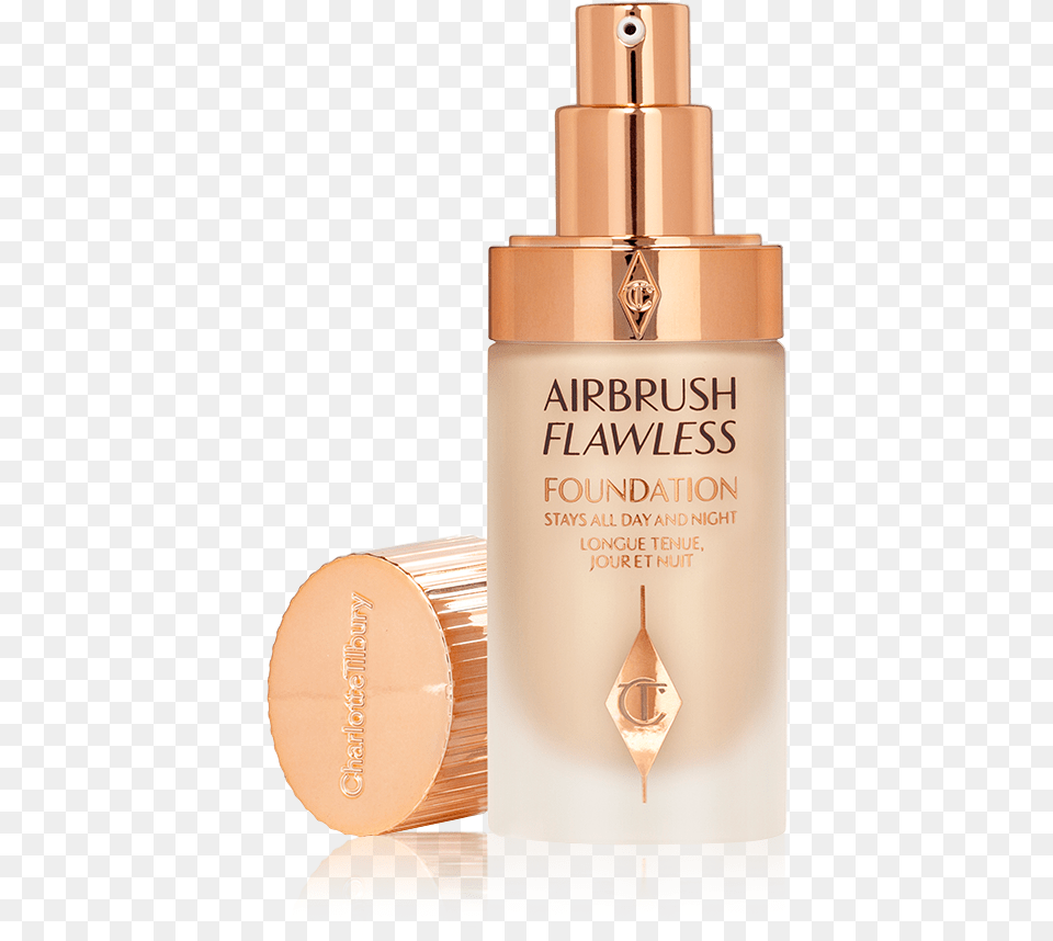 Airbrush Flawless Foundation 4 Neutral Open With Lid Charlotte Tilbury Airbrush Foundation, Bottle, Cosmetics, Face, Head Free Png Download