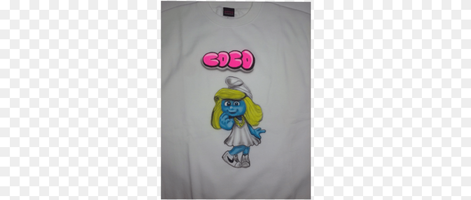 Airbrushed Smurfette Design Tshirt Or Hoodie Youth Cartoon, Clothing, Shirt, T-shirt, Person Free Png