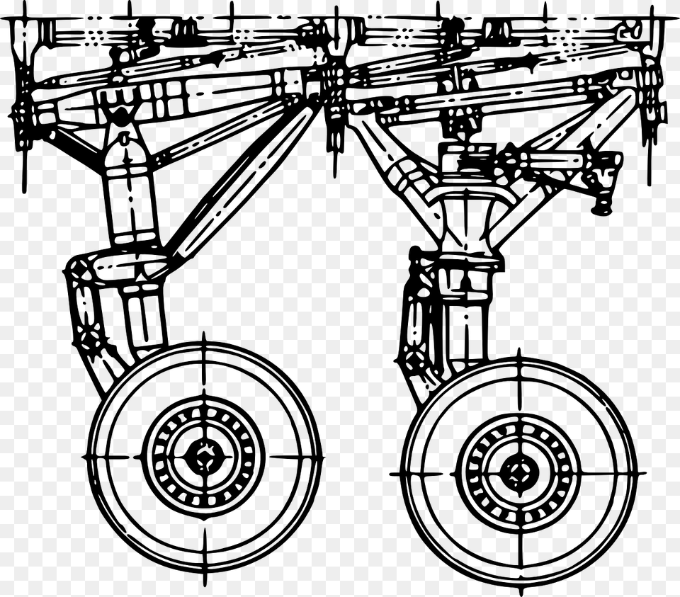 Aircraft Landing Gear Blueprint, Gray Png Image