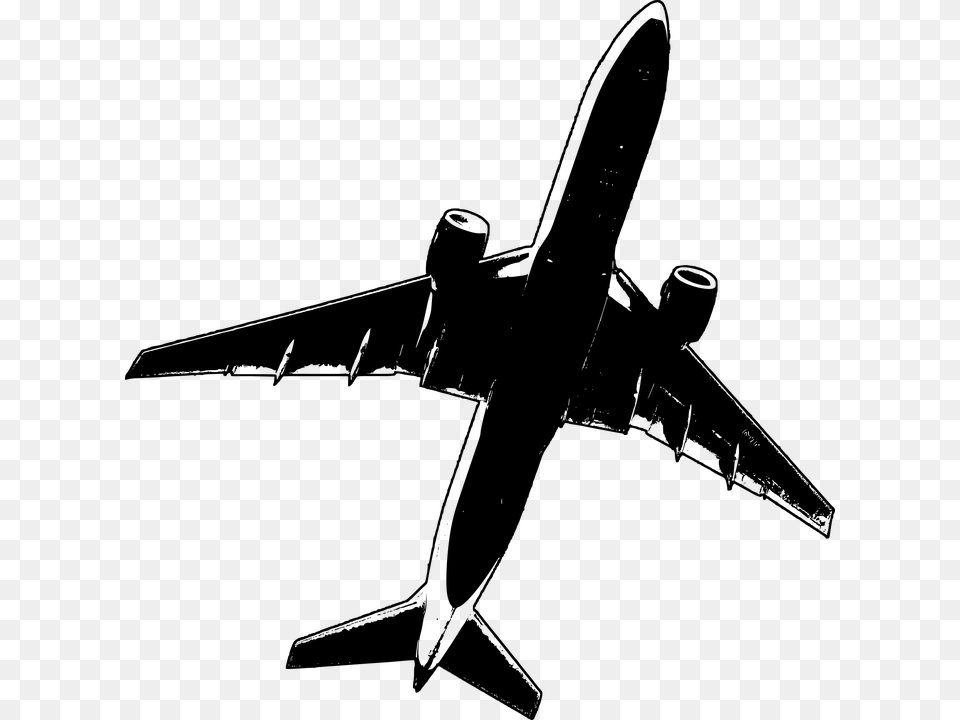 Airline Airplane Black And White Gray Grey Jet Boeing 777 Clipart Png
