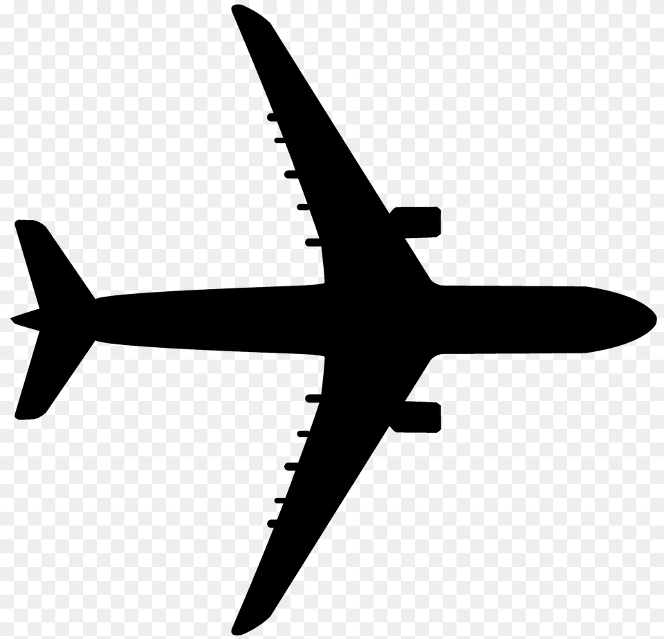 Airliner Silhouette, Aircraft, Airplane, Transportation, Vehicle Png