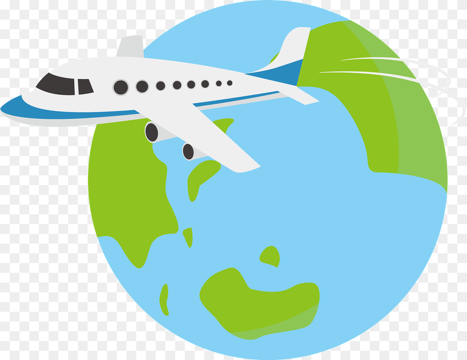 Airliner Traveling Around The Globe Clipart, Animal, Shark, Fish, Sea Life Free Png Download
