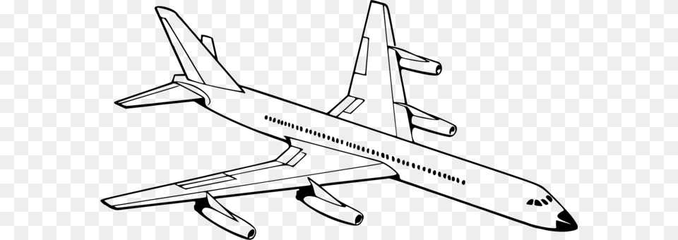 Airplane Aircraft Drawing Aviation Black And White Sketch Of An Aeroplane, Gray Free Png