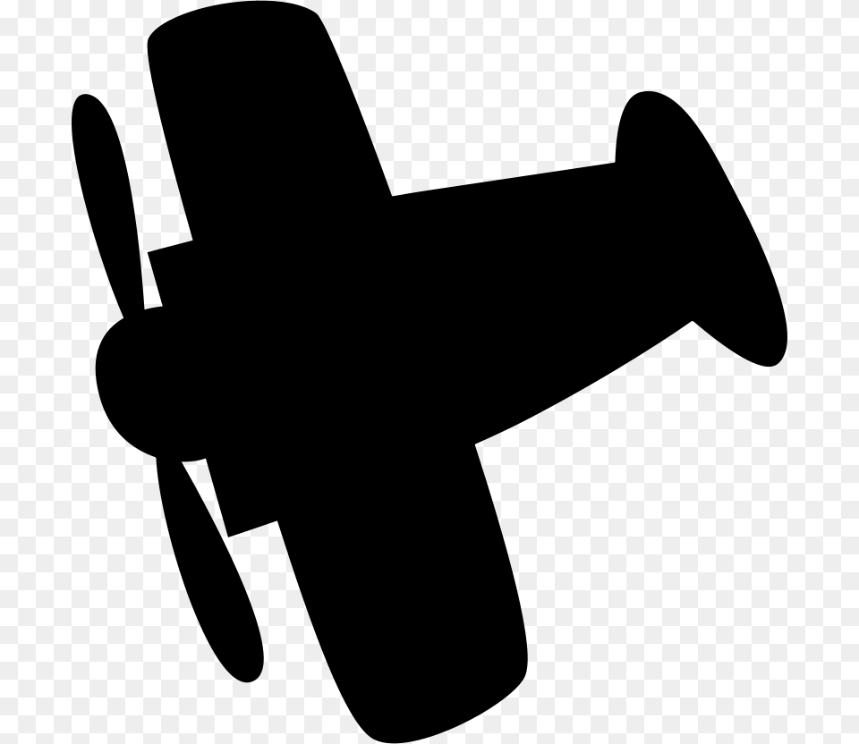 Airplane Biplane Cute Kids Propeller Plane Toy Kids Airplane Silhouette, Gray Free Png Download