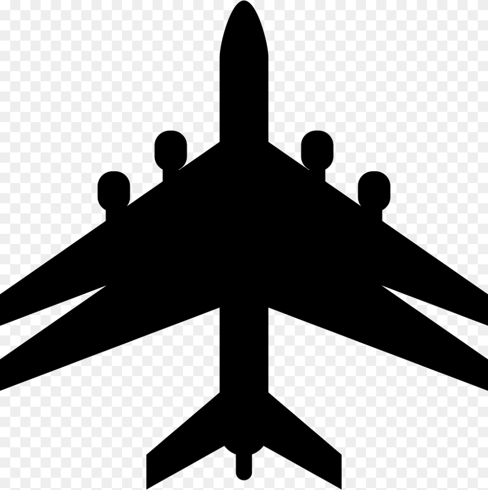 Airplane Black Shape With Double Wings Icon, Silhouette, Aircraft, Transportation, Vehicle Free Png Download