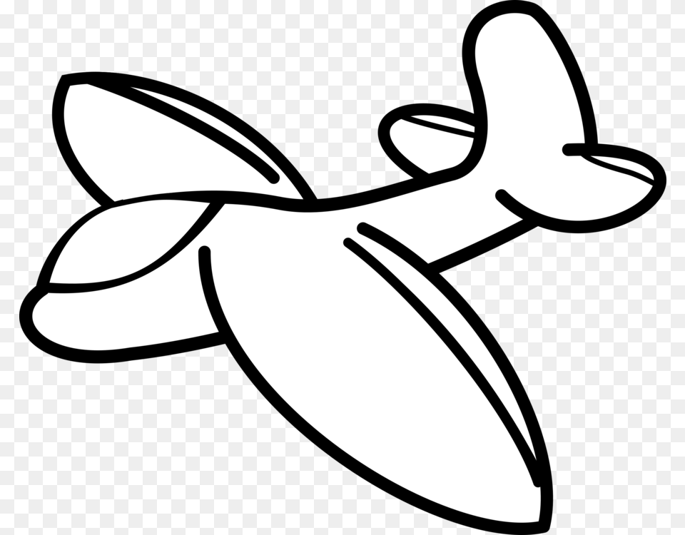 Airplane Cartoon Drawing Glider Black And White, Animal, Fish, Sea Life, Shark Png Image