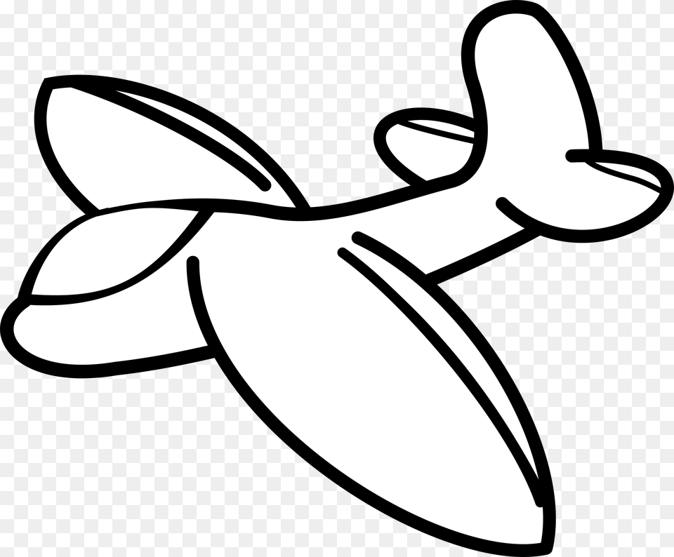 Airplane Cartoon Drawing Glider Black And White Cartoon Glider, Aircraft, Animal, Fish, Sea Life Png Image