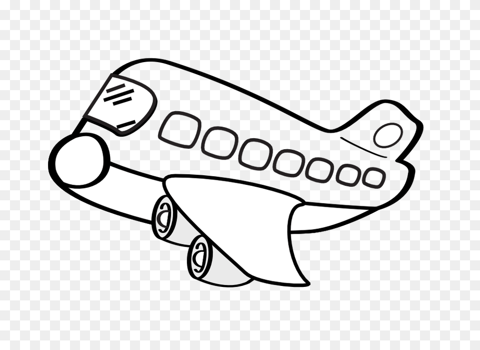 Airplane Clip Art Black And White Image, Drawing, Aircraft, Transportation, Vehicle Png