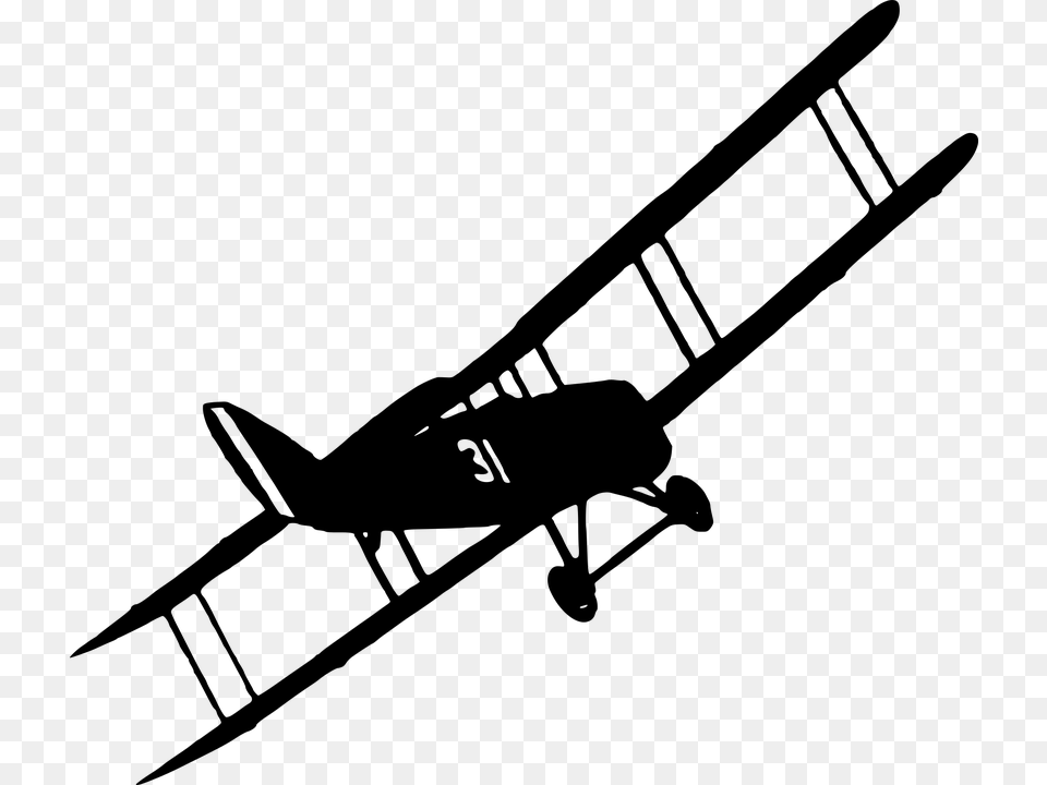 Airplane Clip Fancy Biplane, Gray Png