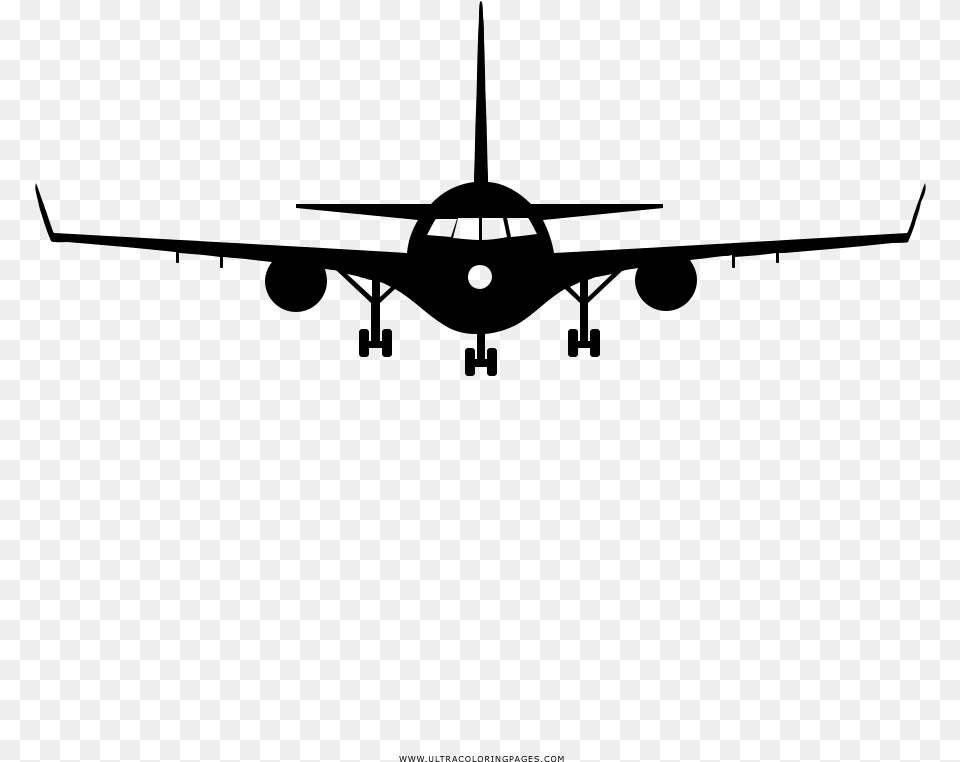 Airplane Coloring, Gray Free Png Download