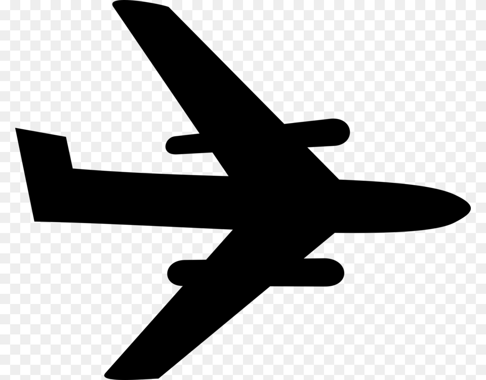 Airplane Flight Aircraft Drawing Aviation, Gray Free Png Download