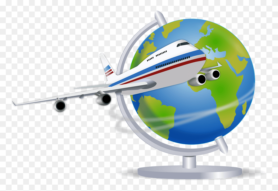 Airplane Globe Clipart, Aircraft, Transportation, Vehicle, Airliner Free Png Download