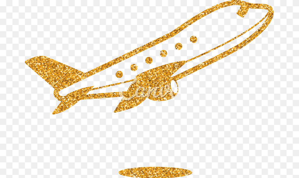 Airplane Gold Glitter Icon, Aircraft, Transportation, Vehicle, Bow Free Transparent Png