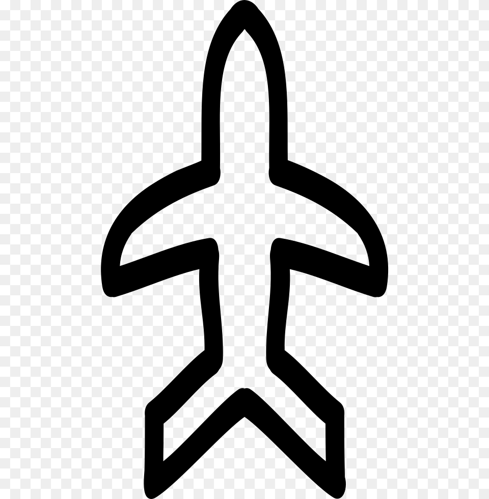 Airplane Hand Drawn Outline Pointing Up Icon, Symbol, Stencil, Bow, Weapon Free Png