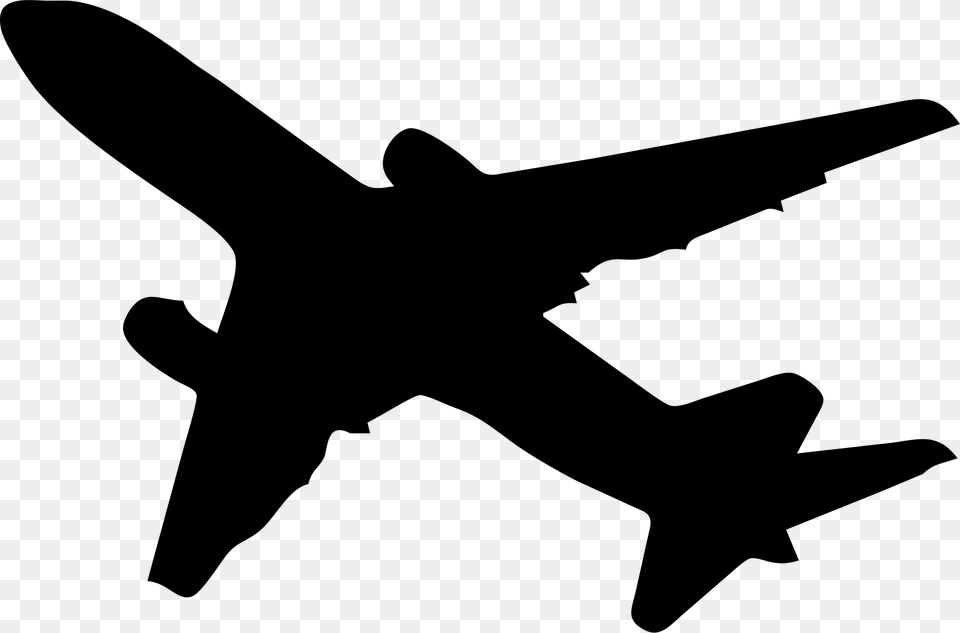 Airplane Jet Aircraft Silhouette Flight Plane Silhouette, Gray Free Png