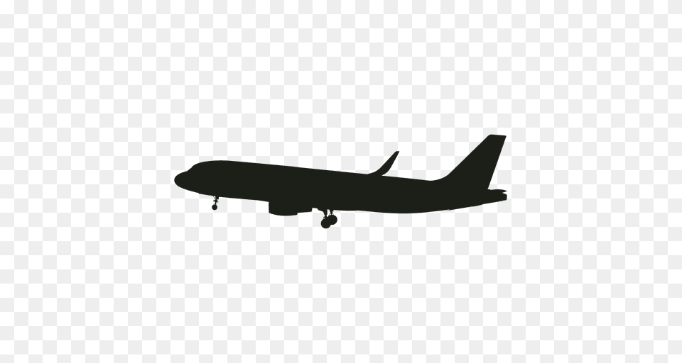 Airplane Landing Silhouette Side View, Aircraft, Airliner, Transportation, Vehicle Png Image