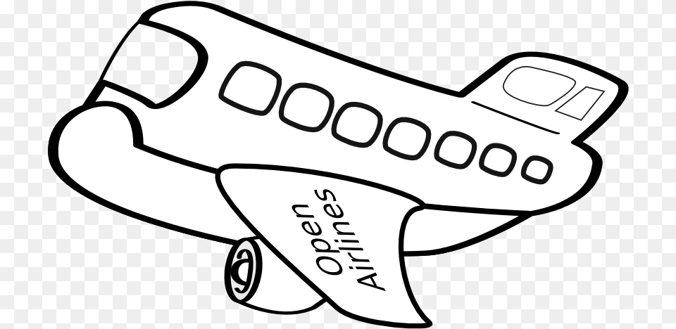 Airplane Outline Clip Art Black And White Airplane, Aircraft, Transportation, Vehicle, Person Free Png