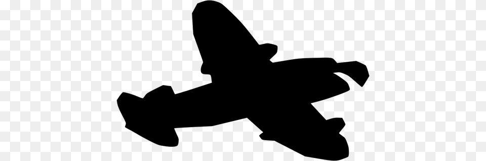 Airplane Silhouette, Gray Png