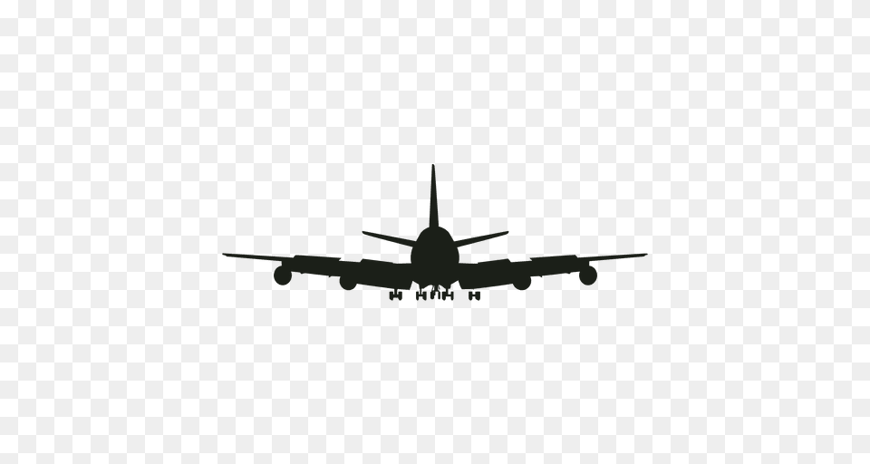 Airplane Silhouette Front View, Aircraft, Airliner, Vehicle, Transportation Png Image