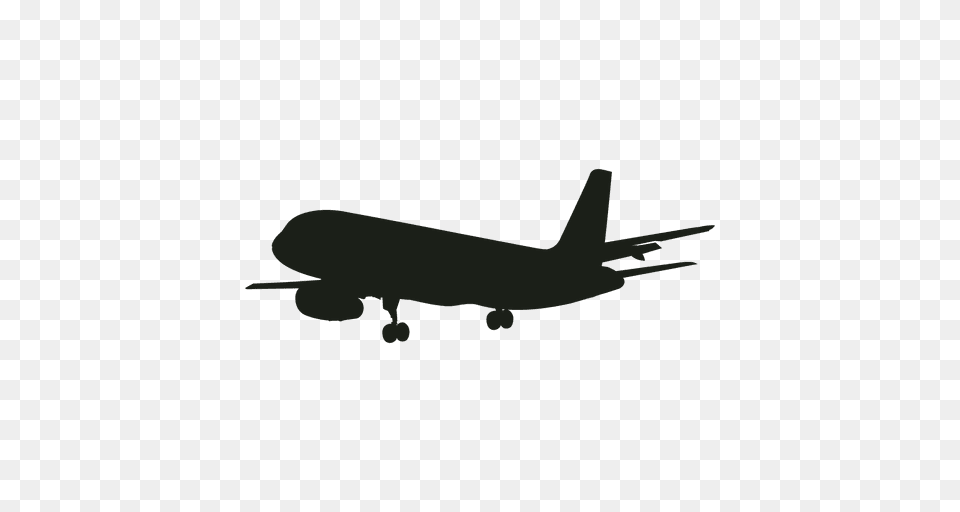 Airplane Silhouette Front View, Aircraft, Airliner, Transportation, Vehicle Free Transparent Png