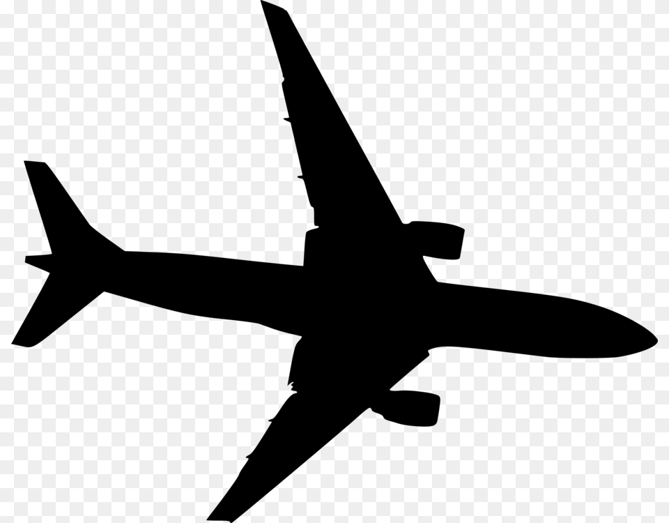 Airplane Silhouette Jet Aircraft Art Drawing, Gray Free Png Download