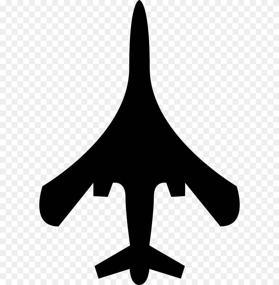 Airplane Top Or Bottom View Of Black Silhouette Shape Plane Icon Svg, Rocket, Weapon, Aircraft, Transportation Free Png