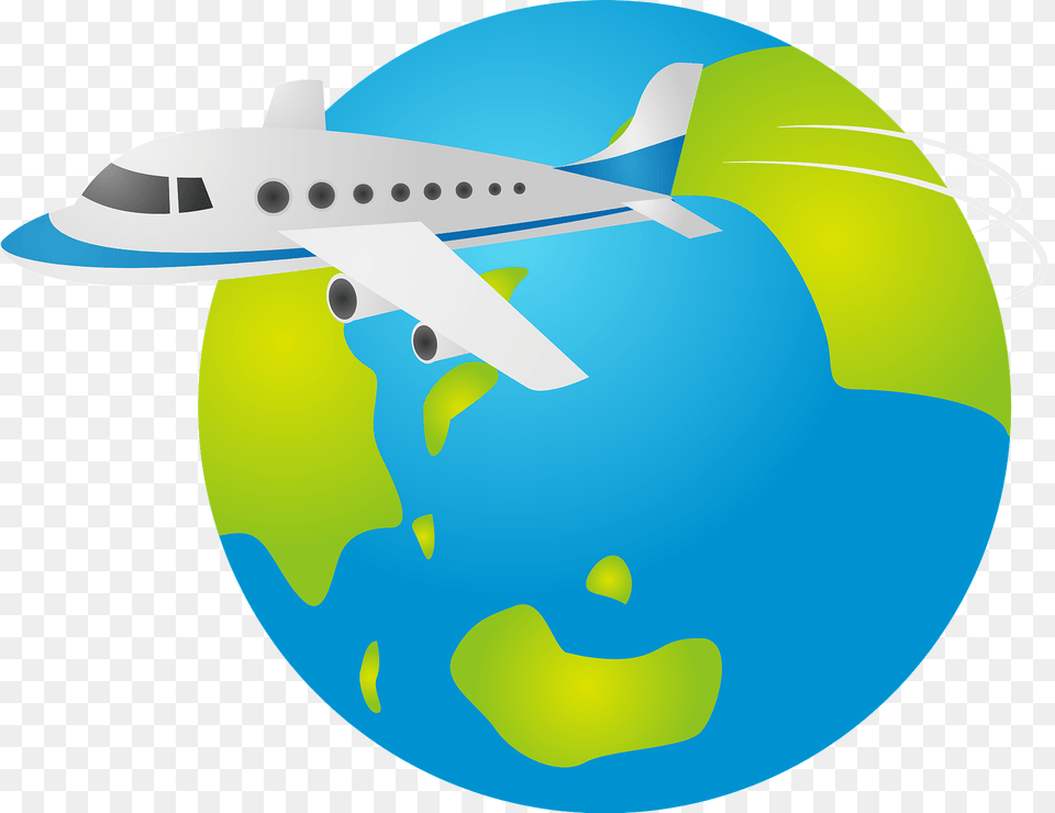 Airplane Traveling Around The Earth Clipart, Aircraft, Transportation, Shark, Sea Life Free Transparent Png