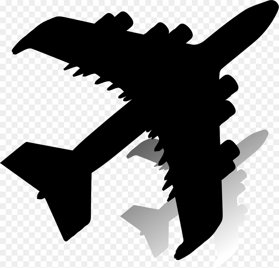Airplane With Shadow Silhouette Icons, Stencil Png