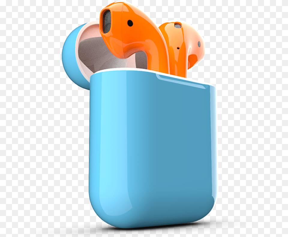 Airpods Apple Headphones Orange Earbuds Apple Airpods Color Blue, Cutlery Free Transparent Png