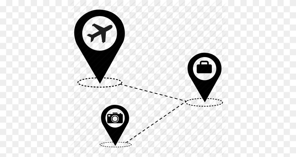 Airport Bag Go Map Tour Travel Vacation Icon, Cutlery, Spoon Free Png