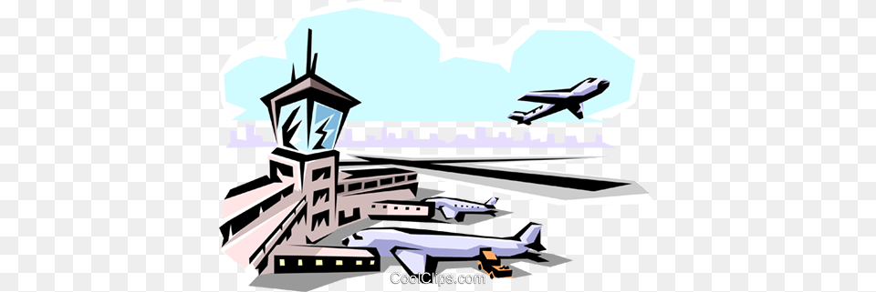 Airport Royalty Vector Clip Art Illustration, Aircraft, Airplane, Landing, Transportation Free Png
