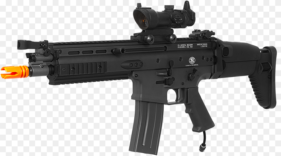 Airsoft Scar L Gun, Firearm, Rifle, Weapon, Machine Gun Png Image